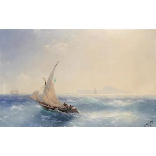 Ivan Aivazovsky Kıyı Adasına Teslim Romantizm Ivan Aivazovsky Kıyı Adasına Teslim Romantizm Sanat Akımları Kanvas Efektli Tablo, Resim Kağıdı Baskısı, Reprodüksiyon