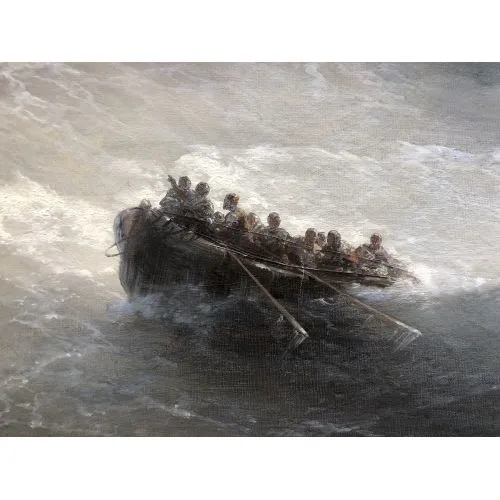 Ivan Aivazovsky İnsanlarla Parça Tekne Romantizm Ivan Aivazovsky İnsanlarla Parça Tekne Romantizm Sanat Akımları Kanvas Efektli Tablo, Resim Kağıdı Baskısı