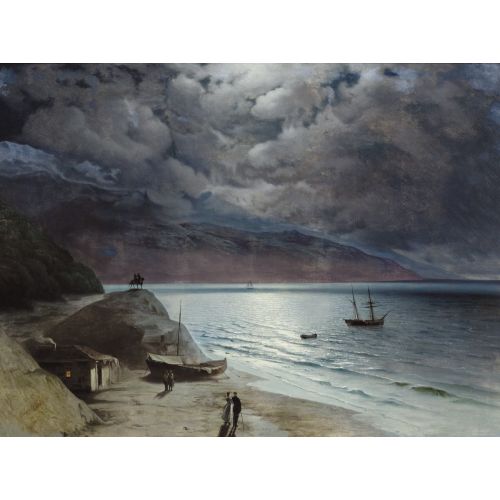 Ivan Aivazovsky, Night In Gurzuf Romance Ivan Aivazovsky Night In Gurzuf Romance Art Movements Canvas, Drawing Paper Prints, Reproduction Oil Painting and High Resolution
