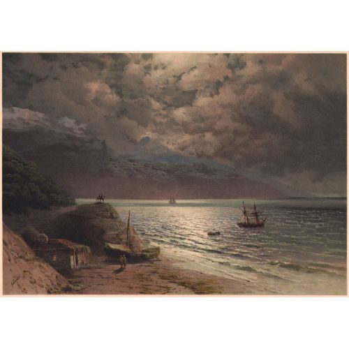 Ivan Aivazovsky, Moonlit Night Chromolithography Ivan Aivazovsky, Moonlit Night Chromolithography