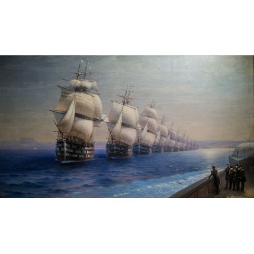 Ivan Aivazovsky Parade Of The Black Sea Fleet Romance Art Movements Canvas, Drawing Paper Prints, Reproduction Oil Painting and