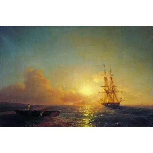 Ivan Aivazovsky Savaş Gemisi Romantizm Ivan Aivazovsky Savaş Gemisi Romantizm Sanat Akımları Kanvas Efektli Tablo, Resim Kağıdı Baskısı, Reprodüksiyon ve