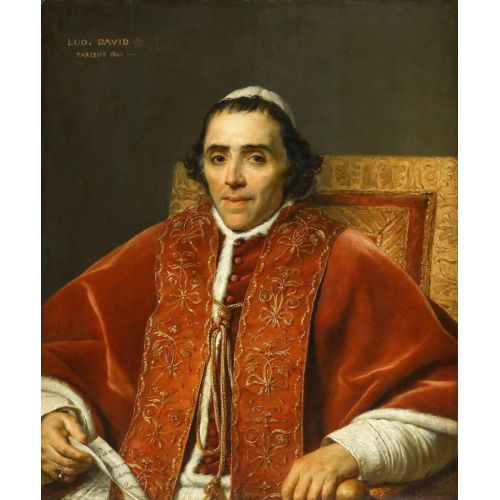 Jacques Louis David, Papa Pius Vıınin Portresi Neoklasizm Sanat Akımları Kanvas Efektli Tablo, Resim Kağıdı Baskısı