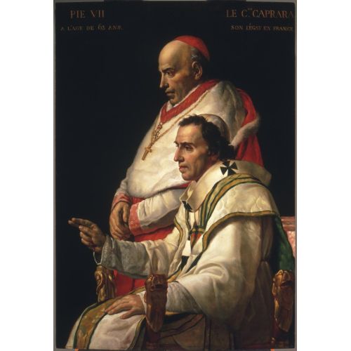 Jacques Louis David, Papa Pius Vıı Ve Kardinal Capraranın Portresi Neoklasizm Sanat Akımları Kanvas Efektli Tablo, Resim