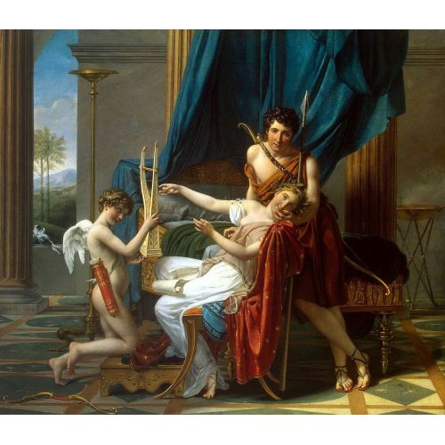 Jacques Louis David, Sappho Ve Phaon Neoklasizm Sanat Akımları Kanvas Efektli Tablo, Resim Kağıdı Baskısı, Reprodüksiyon