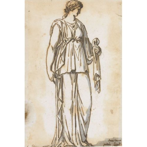Jacques Louis David, Duran Antika Kadın Figürü, Bir Defne Takılı Jacques Louis David, Duran Antika Kadın Figürü, Bir Defne Takılı