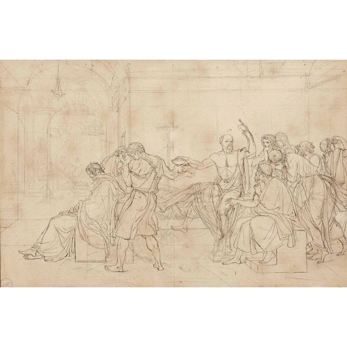 Jacques Louis David, The Death Of Socrates Neoclassicism Art Movements Canvas, Drawing Paper Prints, Reproduction Oil Painting