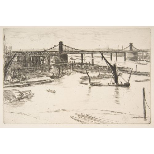 James Abbott Mcneill Whistler, Old Hungerford Bridge Impressionism Art Movements Canvas, Drawing Paper Prints, Reproduction Oil