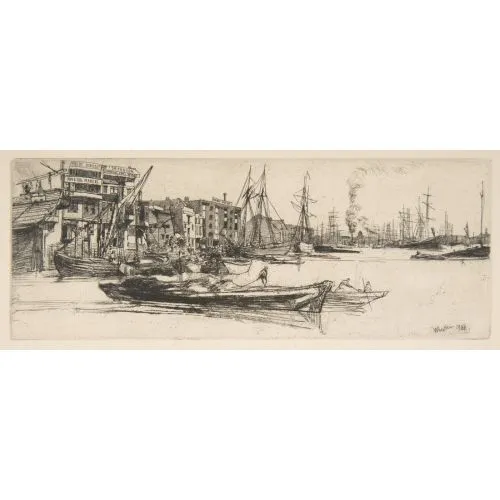 James Abbott Mcneill Whistler, Thames Warehouses Impressionism Art Movements Canvas, Drawing Paper Prints, Reproduction Oil