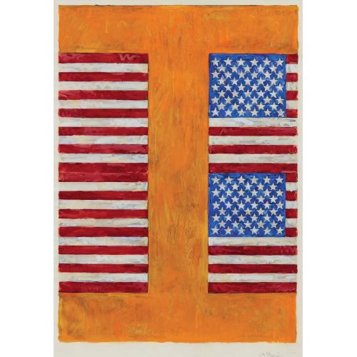 Jasper Johns, Two Flags On Orange Jasper Johns, Two Flags On Orange