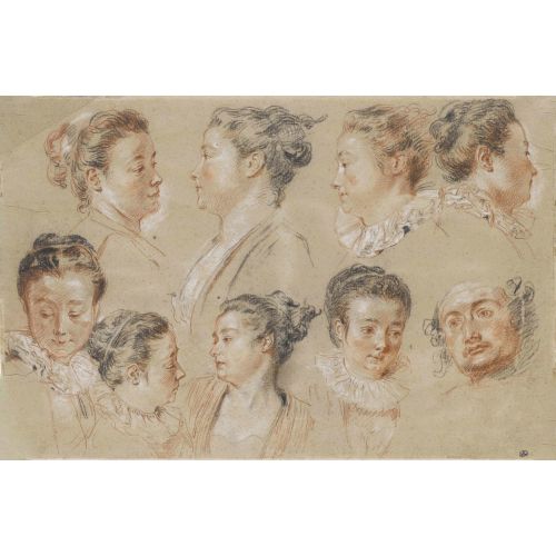 Jean-Antoine Watteau, Studies Of Women's Heads