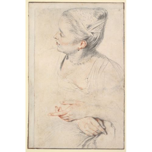 Jean-Antoine Watteau, Study Of A Woman’s Head And Hands
