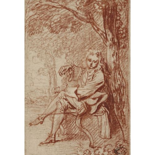 Jean-Antoine Watteau, Ağacın Yanında Oturan Subay Jean-Antoine Watteau, Ağacın Yanında Oturan Subay