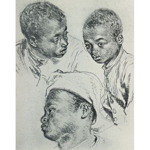 Jean-Antoine Watteau, Genç Bir Zenci'nin Üç Baş Çalışması