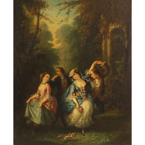 Jean-Antoine Watteau, Arkadya Peyzajında Flört Eden İki Çift Jean-Antoine Watteau, Arkadya Peyzajında Flört Eden İki Çift
