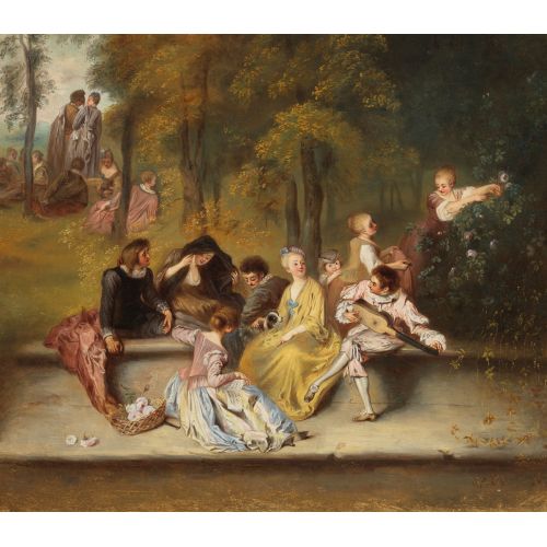 Jean-Antoine Watteau, Gentlemen And Ladies On The Terrace