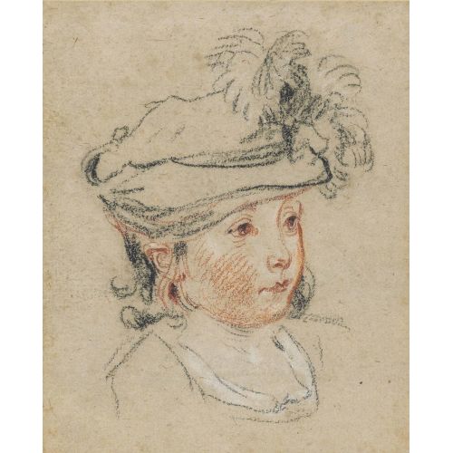 Jean-Antoine Watteau, Head Of A Child In A Feathered Hat