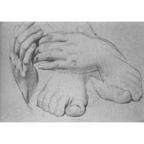 Jean Auguste Dominique Ingres, Study of Hands and Feet for The Golden Age Neoclassicism Art Movements Jean Auguste Dominique