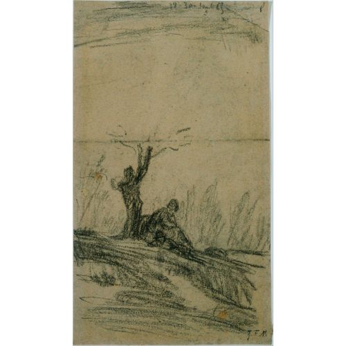 Jean Francois Millet, Figure Seated Under A Tree