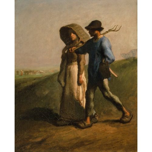 Jean Francois Millet Going To Work Realism Art Movements Canvas, Drawing Paper Prints, Reproduction Oil Painting and High