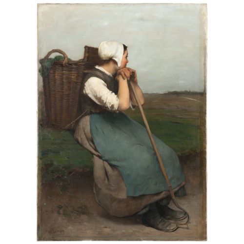 Jean Francois Millet Peasant Girl Souvenir De Picardie Realism Art Movements Canvas, Drawing Paper Prints, Reproduction Oil