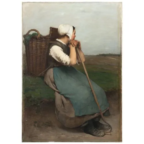 Jean Francois Millet, Peasant Girl Souvenir De Picardie Realism Jean Francois Millet Peasant Girl Souvenir De Picardie Realism Art Movements Canvas, Drawing Paper Prints, Reproduction Oil