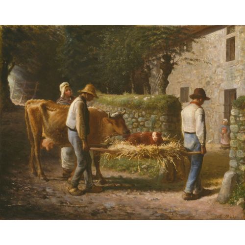 Jean Francois Millet Peasants Bringing Home A Calf Born In The Fields Realism Art Movements Canvas, Drawing Paper Prints