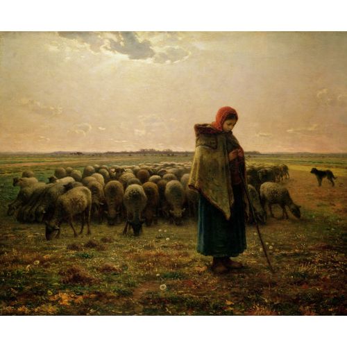 Jean Francois Millet, Shepherdess With Her Flock Jean Francois Millet, Shepherdess With Her Flock