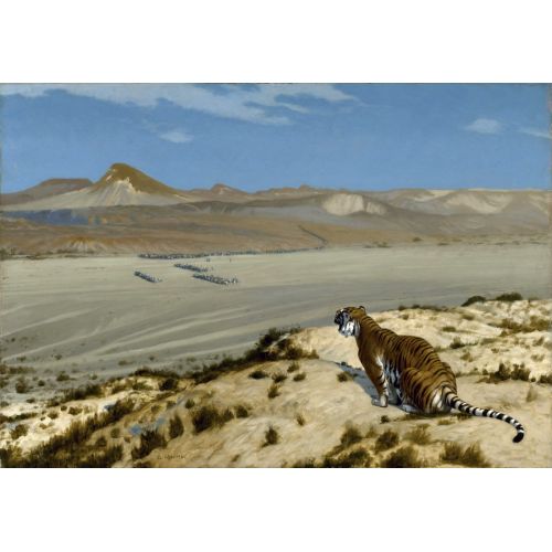 Jean Leon Gerome, Seyretmek Üzere Kaplan Jean Leon Gerome, Seyretmek Üzere Kaplan
