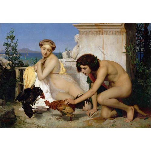 Jean Leon Gerome, Young Greeks Beating Roosters Neoclassicism Jean Leon Gerome Young Greeks Beating Roosters Neoclassicism Art Movements Canvas, Drawing Paper Prints, Reproduction Oil