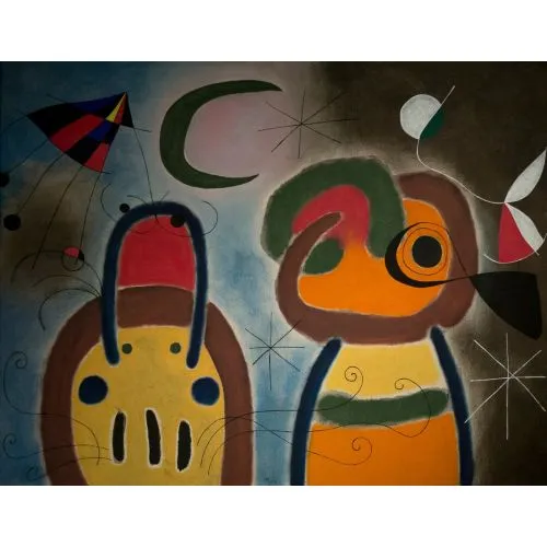 Joan Miro Loiseau Au Plumage Deploye Vole Vers Larbre Argente Surrealism Art Movements Canvas, Drawing Paper Prints