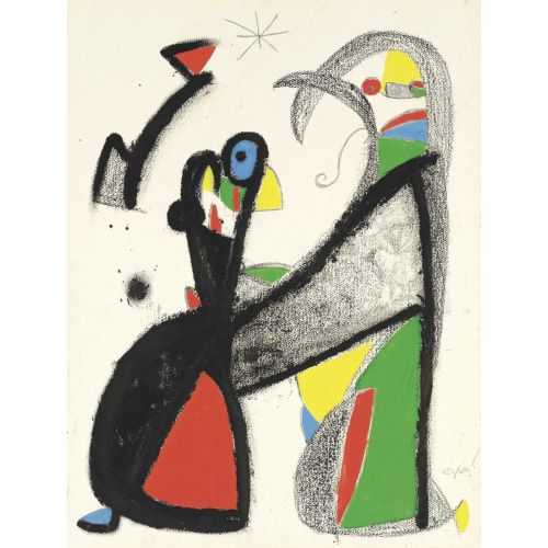 Joan Miro, The Bird Speaks To The Star To Guide The Loving Couple