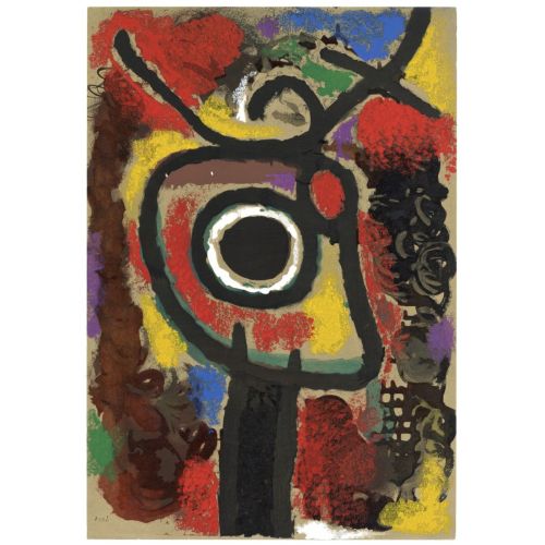 Joan Miro, Personnage Et Oiseau Pochoir Cartones
