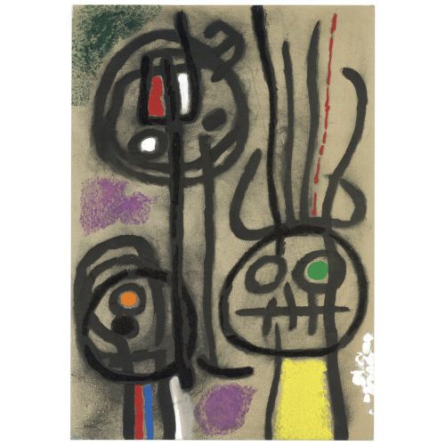 Joan Miro, Personnage Et Oiseaux