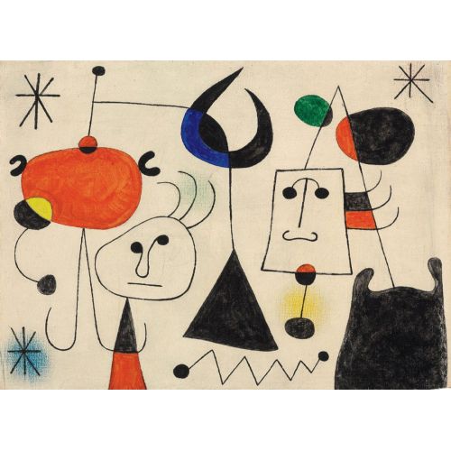 Joan Miro, Personnages Et Oiseau Dans La Nuit