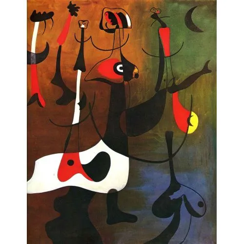 Joan Miro Ritmik Karakterler Sürrealizm Sanat Akımları Kanvas Efektli Tablo, Resim Kağıdı Baskısı, Reprodüksiyon ve