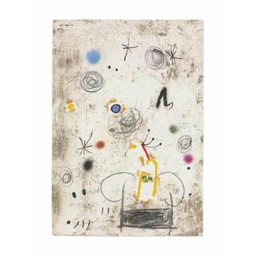 Joan Miro Şahsiyet Ve Yıldızlar Iıı Sürrealizm Sanat Akımları Kanvas Efektli Tablo, Resim Kağıdı Baskısı