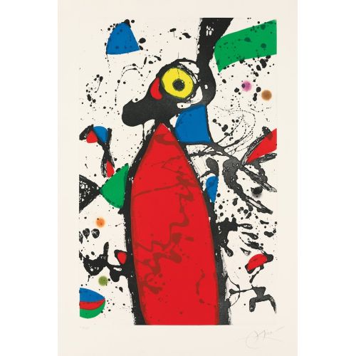Joan Miro Red Mouse In The Mantilla Surrealism Art Movements Canvas, Drawing Paper Prints, Reproduction Oil Painting and High