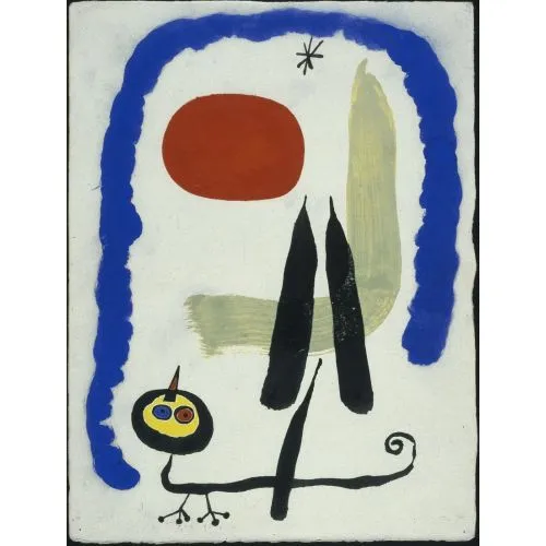 Joan Miro Saf Kömür Sürrealizm Sanat Akımları Kanvas Efektli Tablo, Resim Kağıdı Baskısı, Reprodüksiyon ve Yüksek