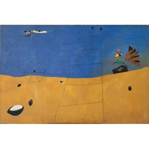 Joan Miro Rooster Landscape Surrealism Art Movements Canvas, Drawing Paper Prints, Reproduction Oil Painting and High Resolution