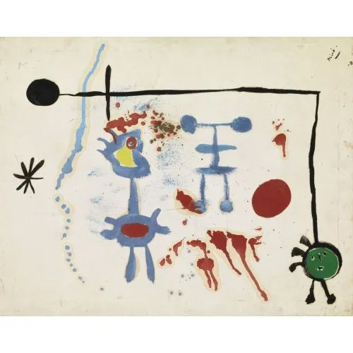 Joan Miro Sans Titre V Surrealism Art Movements Canvas, Drawing Paper Prints, Reproduction Oil Painting and High Resolution Image