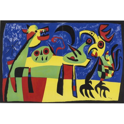 Joan Miro The Dog Barking At The Moon Surrealism Art Movements Canvas, Drawing Paper Prints, Reproduction Oil Painting and High
