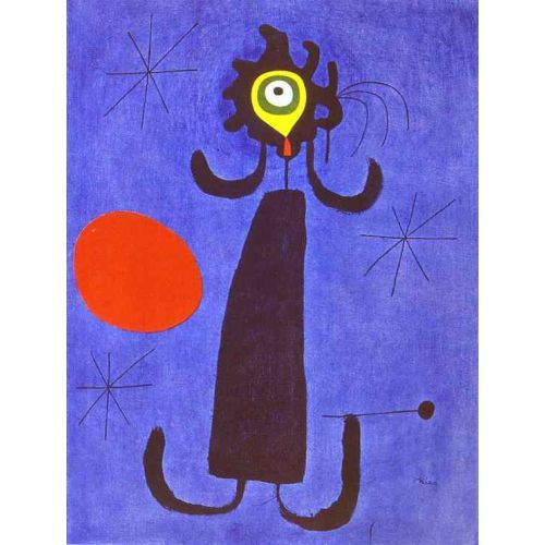 Joan Miro Woman In Front Of The Sun Surrealism Art Movements Canvas, Drawing Paper Prints, Reproduction Oil Painting and High