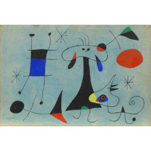 Joan Miro Küratör Ve Diğerleri Sürrealizm Sanat Akımları Kanvas Efektli Tablo, Resim Kağıdı Baskısı, Reprodüksiyon ve