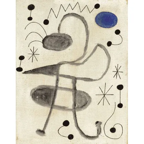 Joan Miro Tek Önde Kadın Sürrealizm Sanat Akımları Kanvas Efektli Tablo, Resim Kağıdı Baskısı, Reprodüksiyon ve