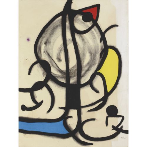 Joan Miro, Woman Hearing Rooster Singing With Purple Shards