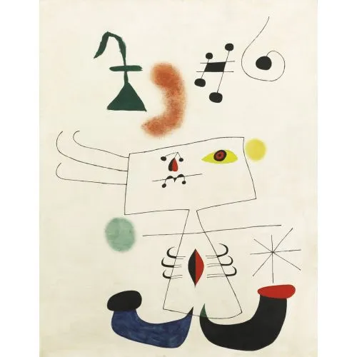 Joan Miro Femme Revant De L Evasion Surrealism Art Movements Canvas, Drawing Paper Prints, Reproduction Oil Painting and High