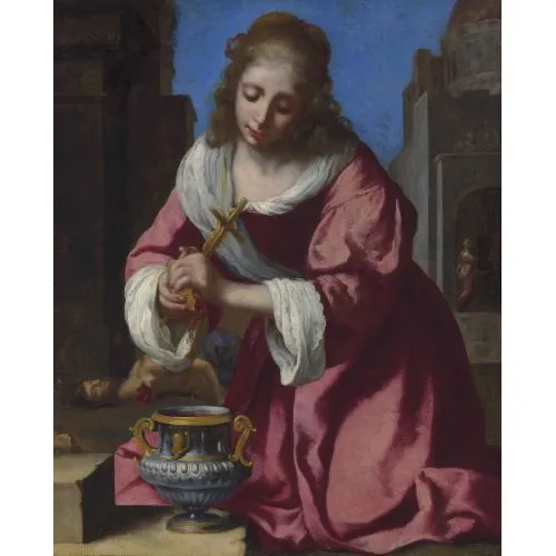 Johannes Vermeer Saint Praxedis Barok Johannes Vermeer Saint Praxedis Barok Sanat Akımları Kanvas Efektli Tablo, Resim Kağıdı Baskısı, Reprodüksiyon ve Yüksek