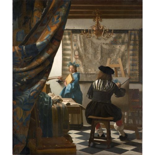 Johannes Vermeer The Art Of Painting Baroque Art Movements Canvas, Drawing Paper Prints, Reproduction Oil Painting and High
