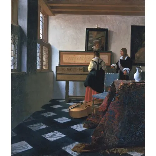 Johannes Vermeer Müzik Dersi Barok Johannes Vermeer Müzik Dersi Barok Sanat Akımları Johannes Vermeer, The Music Lesson, Kanvas Efektli Tablo, Yağlıboya